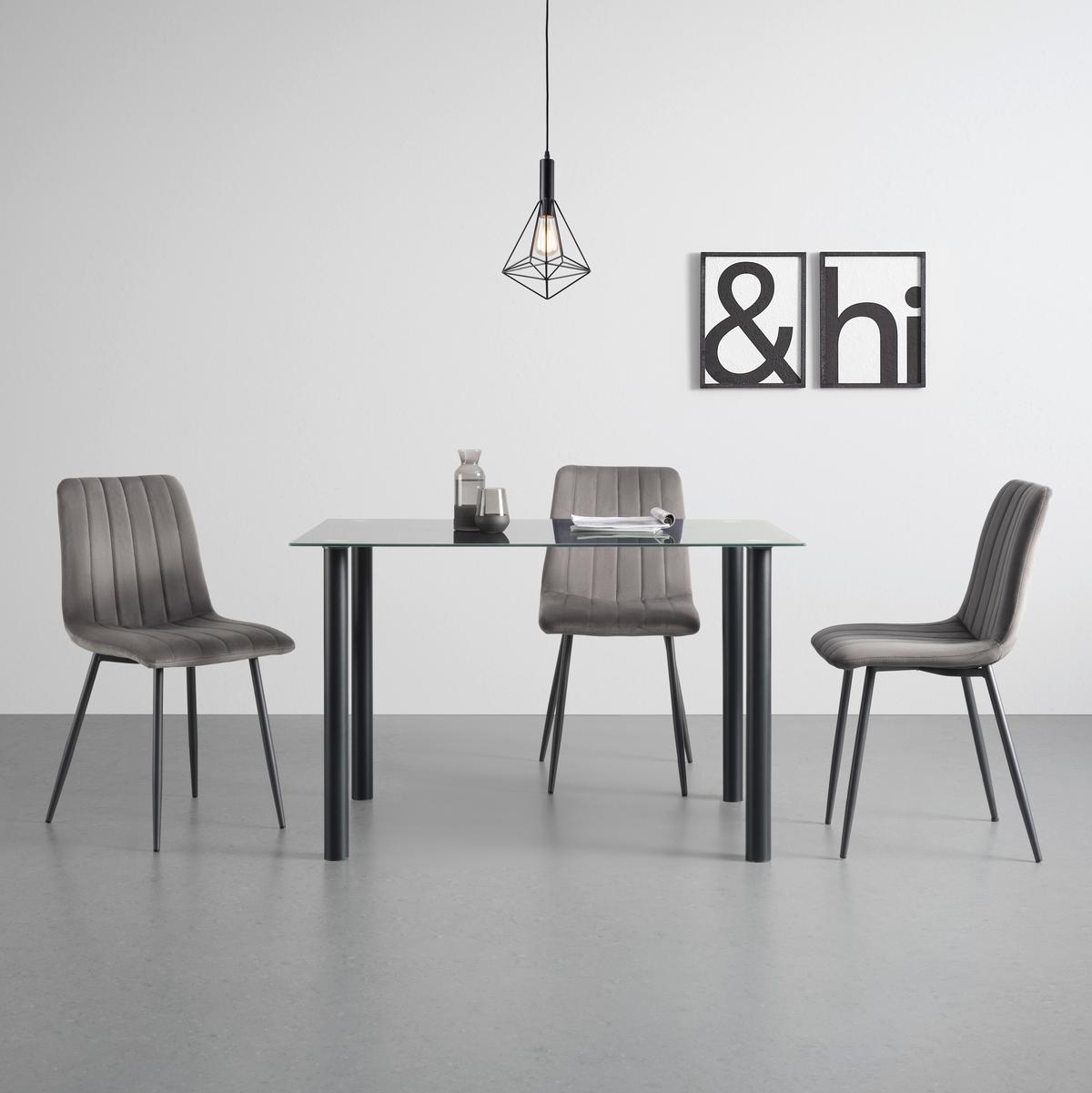 Esstisch Simon in Grau/Schwarz - Schwarz/Grau, Basics, Glas/Metall (120/76/80cm) - Mömax