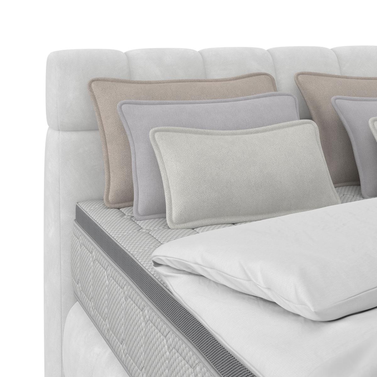 Boxspring Krevet Nobu - svijetlo siva/crna, Trend, drvo/tekstil (140/200cm) - Premium Living