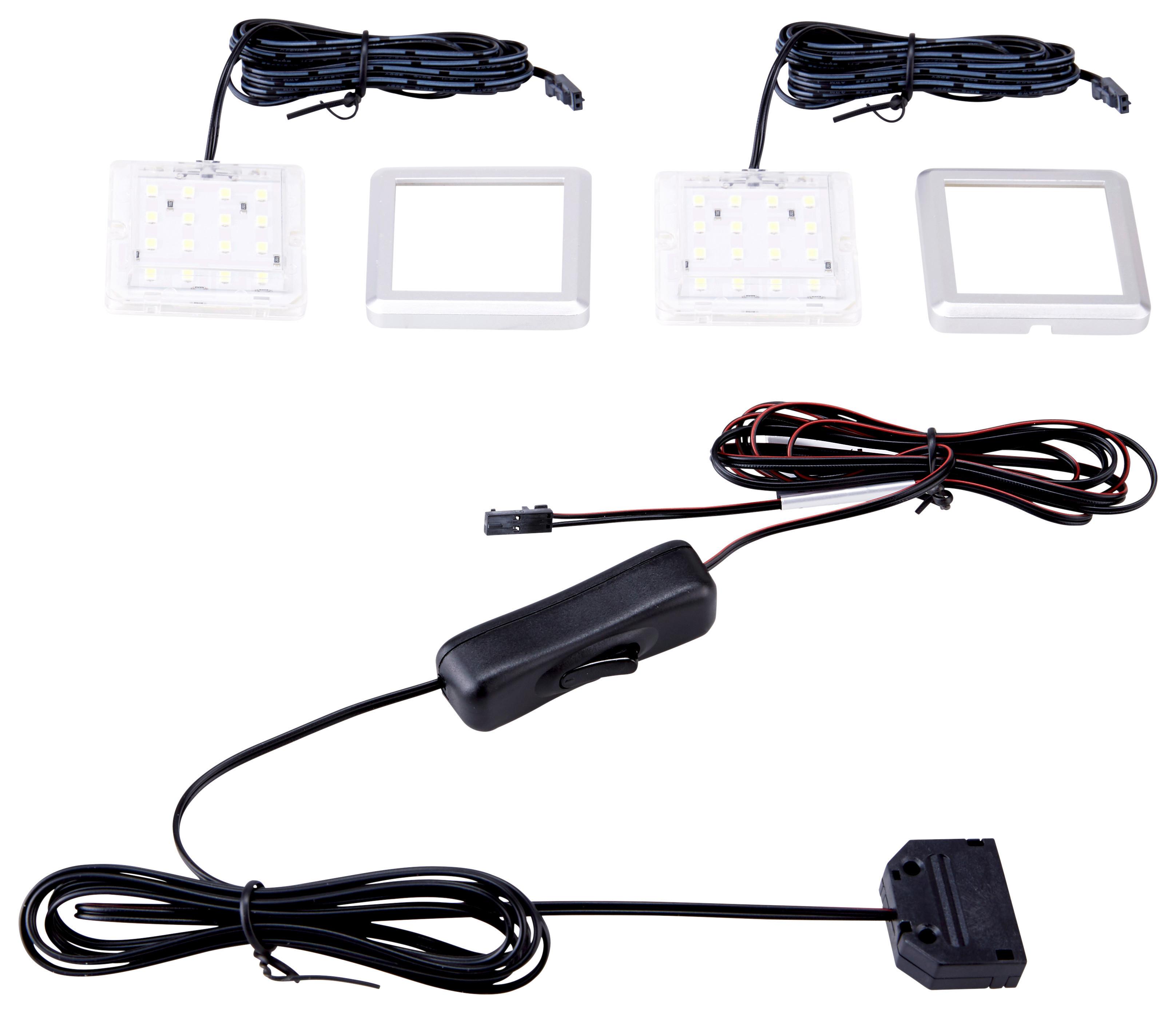 LED Szekrényvilágítás Szett LED Szekrény Világítás - antracit, Modern, műanyag (5/5/0,5cm)