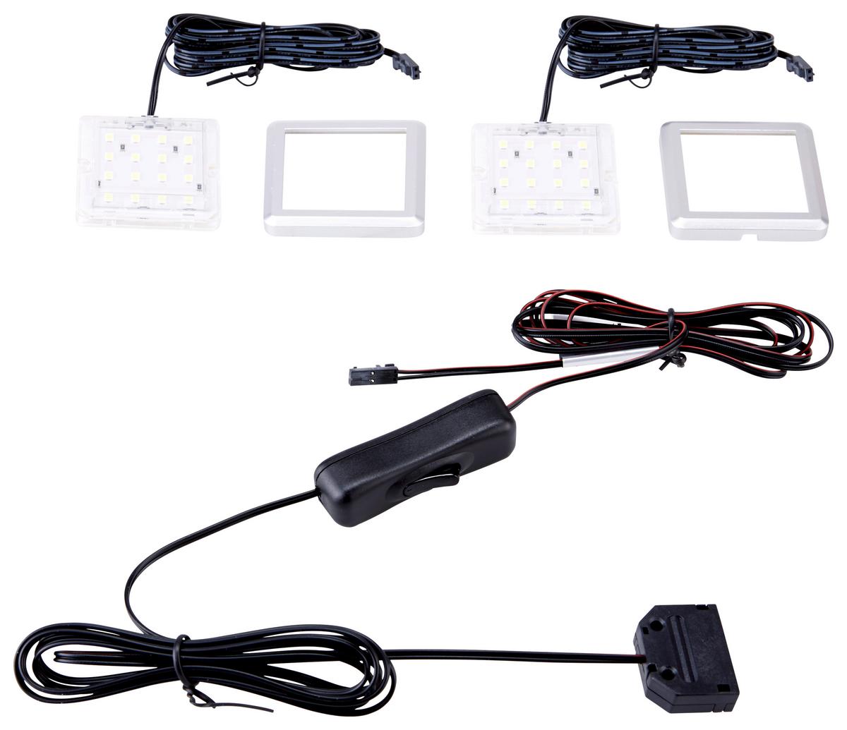 LED Szekrényvilágítás Szett LED Szekrény Világítás - antracit, Modern, műanyag (5/5/0,5cm)