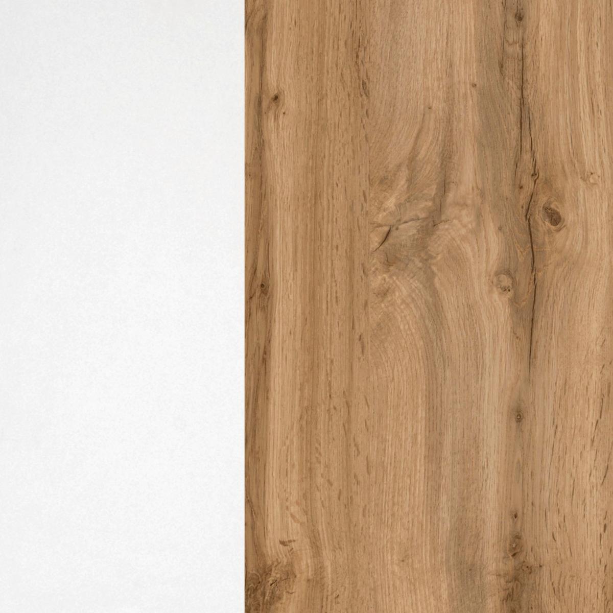 Küchenblock Florenz ohne Geräte ca. 330 cm Weiß/Eiche - Eiche Wotan/Weiß, Design, Holzwerkstoff/Metall (330cm) - Held