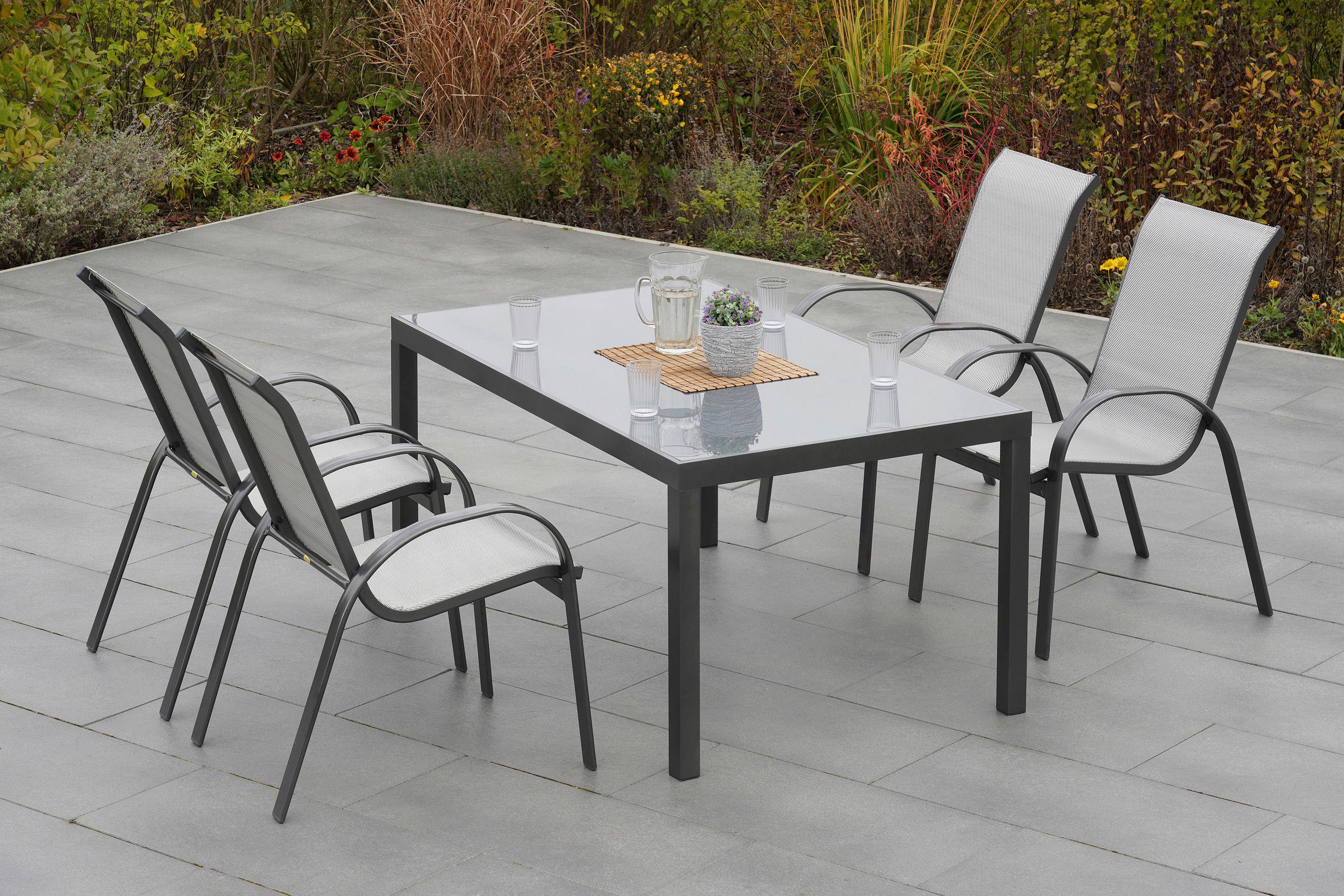 Stapelsessel Amalfi ca. 56x97 cm Alu Braun - Braun, MODERN, Kunststoff/Metall (56/97/76cm) - Gardenson
