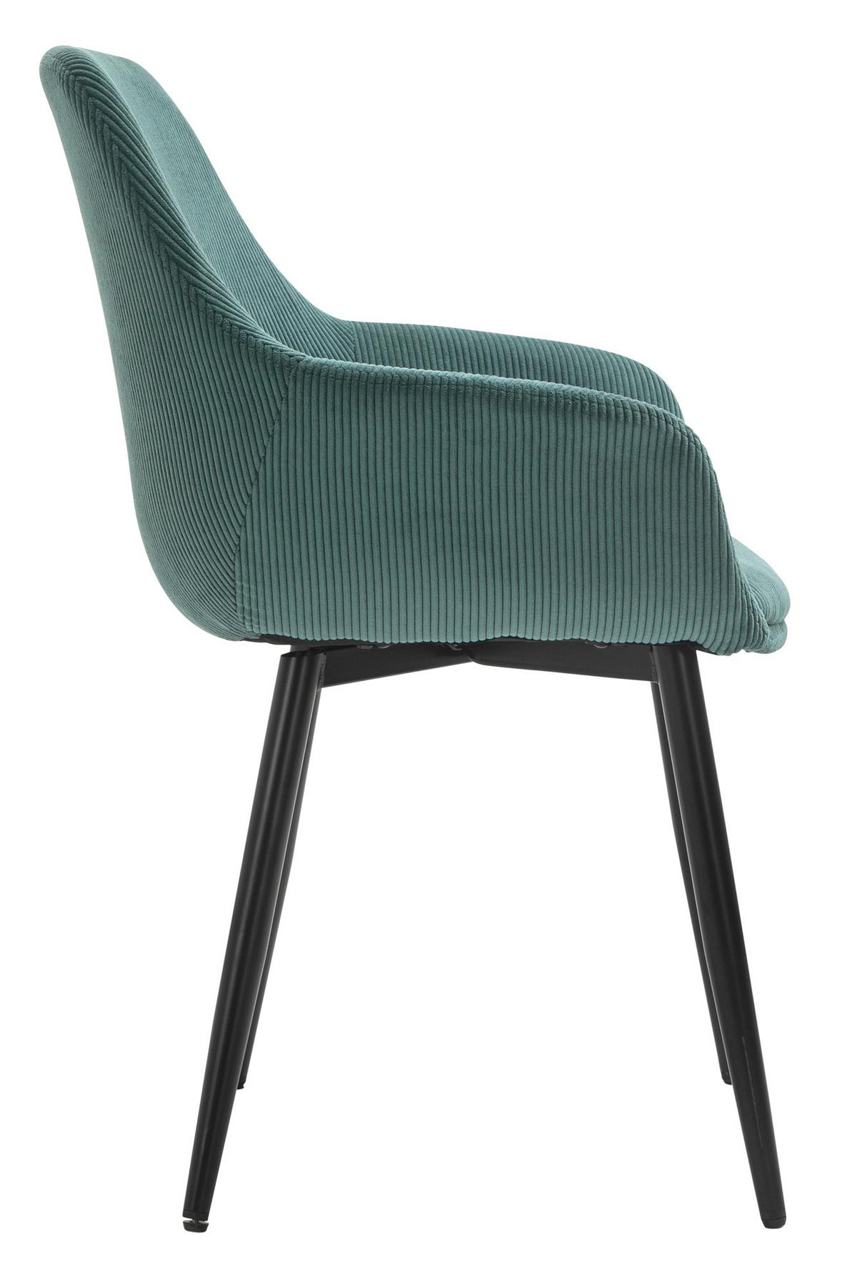 Set Naslanjačev Cord, Zelena, 2-Delni - črna/zelena, Moderno, kovina/tekstil (64/86/59cm) - Livetastic