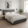 STOPPAD SÄNG ALBA - mörkgrå/svart, Modern, trä/textil (180/200cm) - Bessagi Home