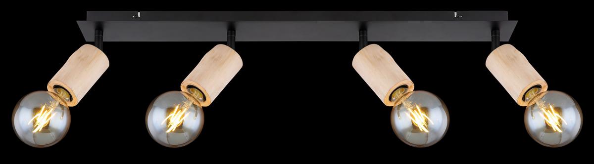 Reflektor Poldi - črna/naravne barve, Basics, kovina/les (80/10/18cm) - Globo