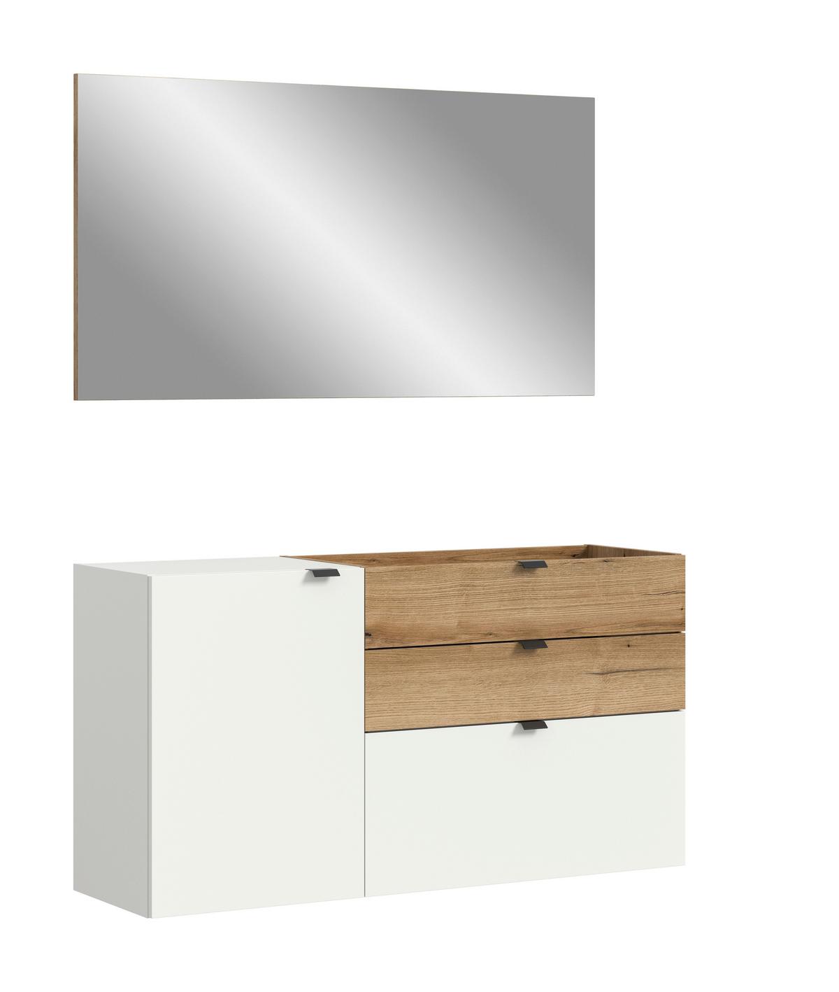 Predsoba Naro, Bela, Barva Hrasta, 2-Delna - bela/temni hrast, Design, leseni material (120/194/37cm) - Livetastic