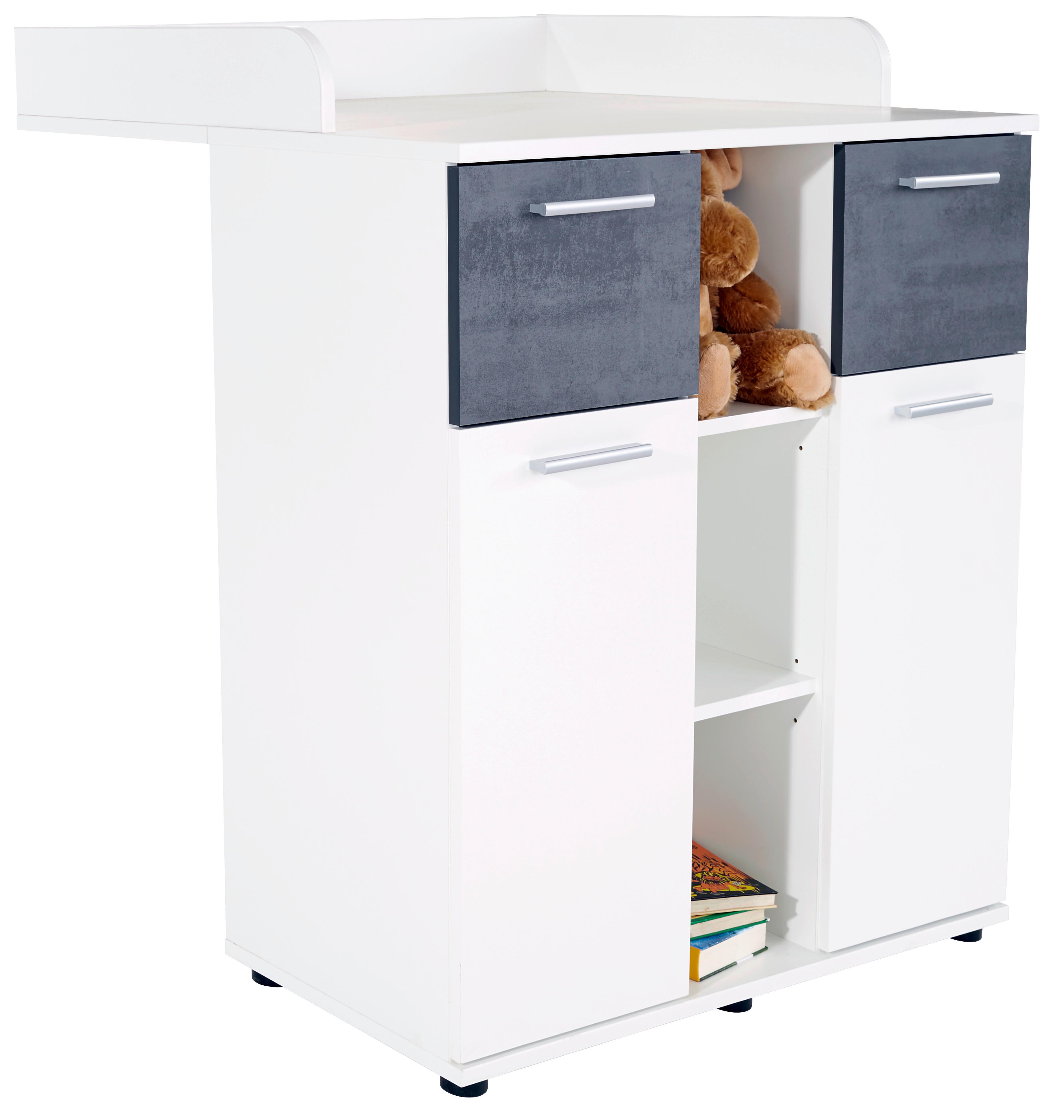 Comodă pentru înfășat Star - alb/gri închis, Konventionell, material pe bază de lemn (89/100,9/78cm)