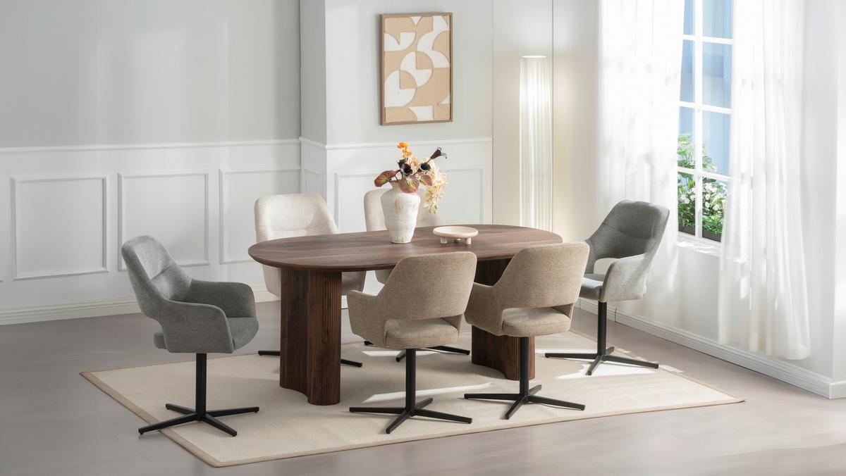 Jedilna Miza Edda, Barva Oreha, 180x90 - barva oreha, Basics, leseni material (180/90/75cm) - Livetastic