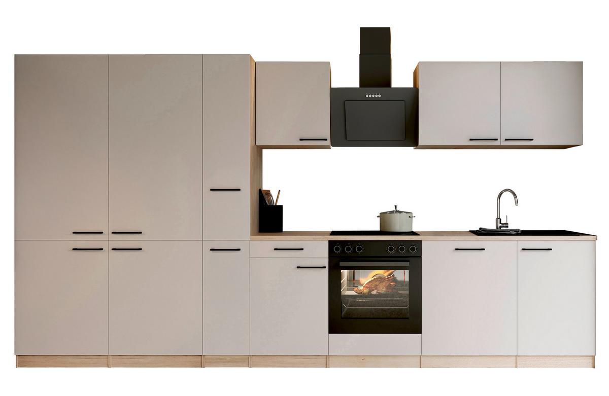 Küchenblock Merle m. Geräten Kaschmir - Kaschmir/Eichefarben, Trend, Holzwerkstoff/Metall (370cm) - Respekta
