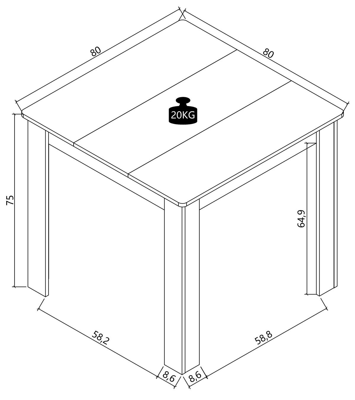 Esstisch Vcm Esstisch "disalo" 80x80 - Weiss/Anthrazit, Modern, Holzwerkstoff (80/80/75cm) - MID.YOU