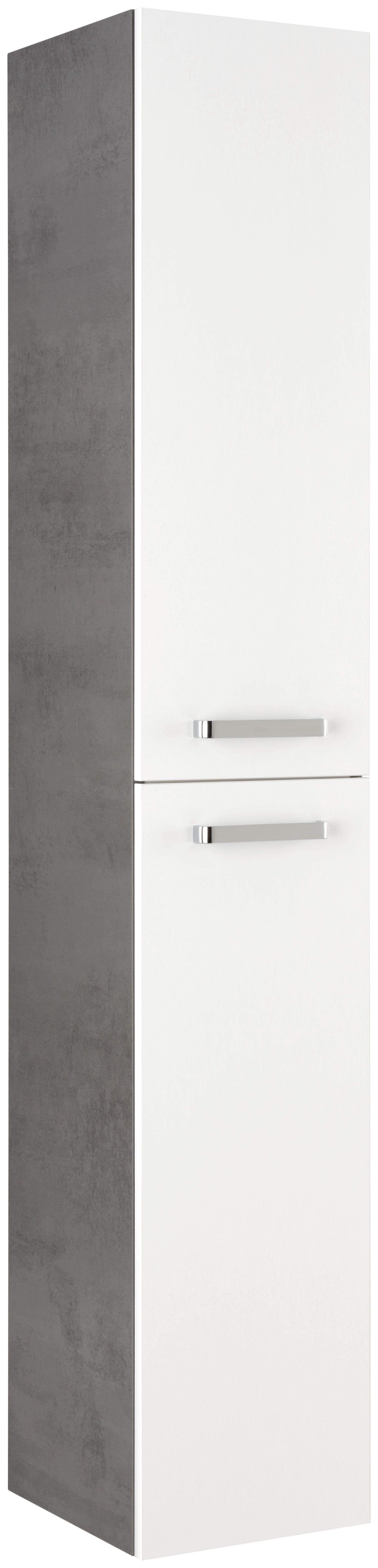 Hochschrank Carin in Weiß - Chromfarben/Dunkelgrau, MODERN, Glas/Holzwerkstoff (30/168/32,6cm) - Mömax