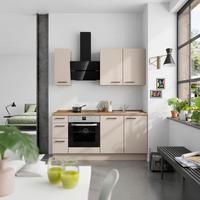 Küchenblock Easytouch High m. Geräten Sandfarben - Sandfarben/Eichefarben, MODERN, Holzwerkstoff/Metall (180cm) - Nobilia