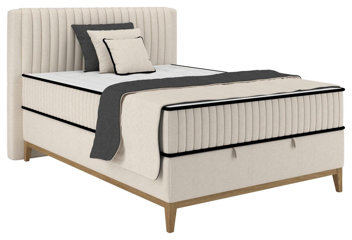 Bett Elena Creme ca. 120x200cm - Creme, KONVENTIONELL, Holz/Holzwerkstoff (120/200cm) - Sembella