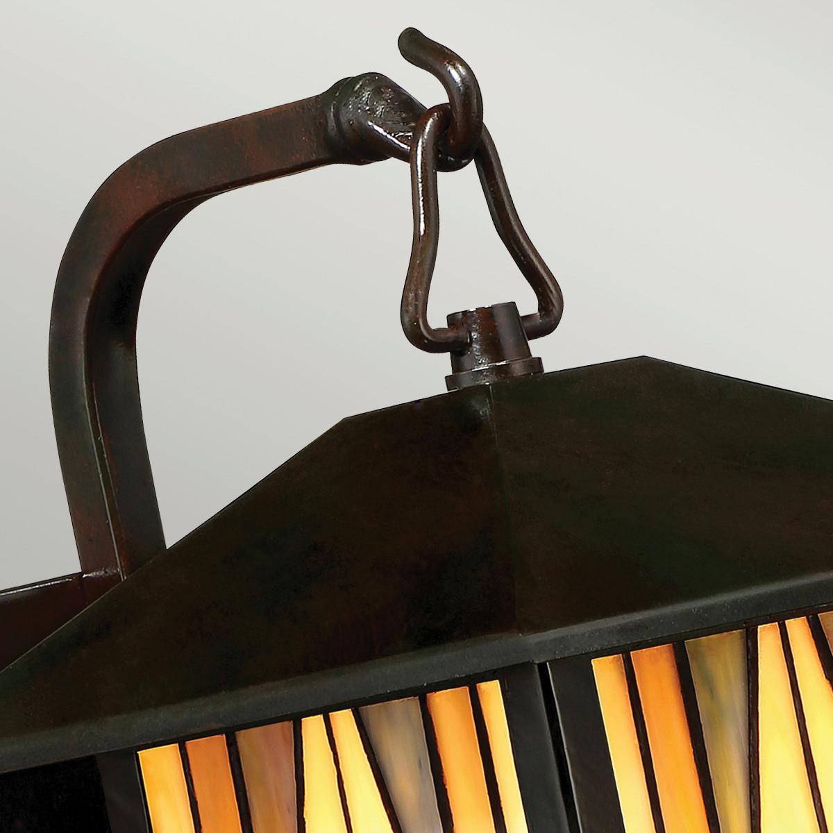 Kültéri Falilámpa Qz-Inglenook2-S Tiffany - bronzszínű, Konventionell, üveg/fém (17.8/28.7/22.6cm) - Elstead Lighting