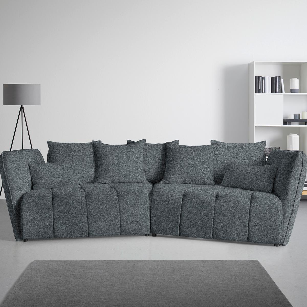 Boxspringsofa Sofi Grau - Schwarz/Grau, MODERN, Textil (294/93/152cm) - Premium Living