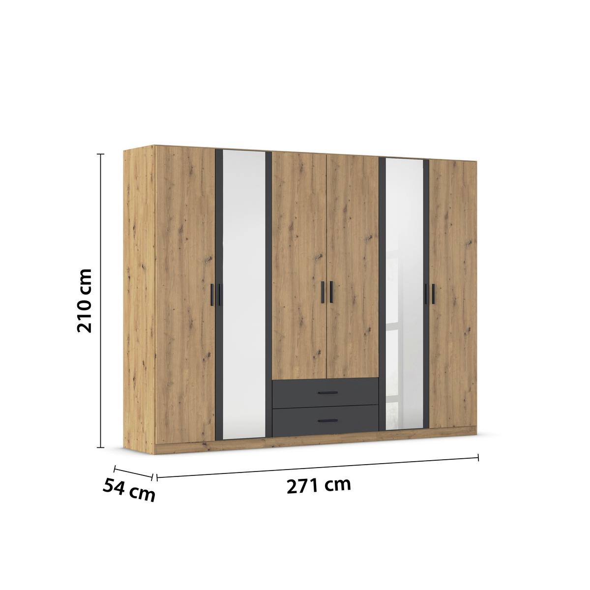 DULAP USI ROTATIVE DESPINA - culoare lemn stejar/stejar Artisan, Konventionell, material pe bază de lemn (271/210/54cm)