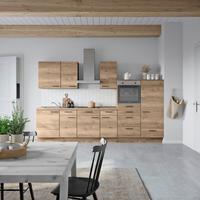 Küchenblock Structura Low m. Geräten Eiche dunkel - Eiche dunkel/Eichefarben, MODERN, Holzwerkstoff/Metall (330cm) - Nobilia