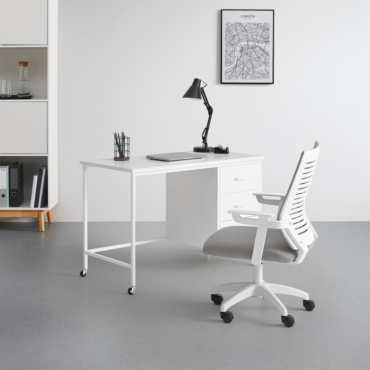 Schreibtisch Metallica Weiß - Schwarz/Weiß, MODERN, Kunststoff/Metall (110/75/55cm) - Mömax
