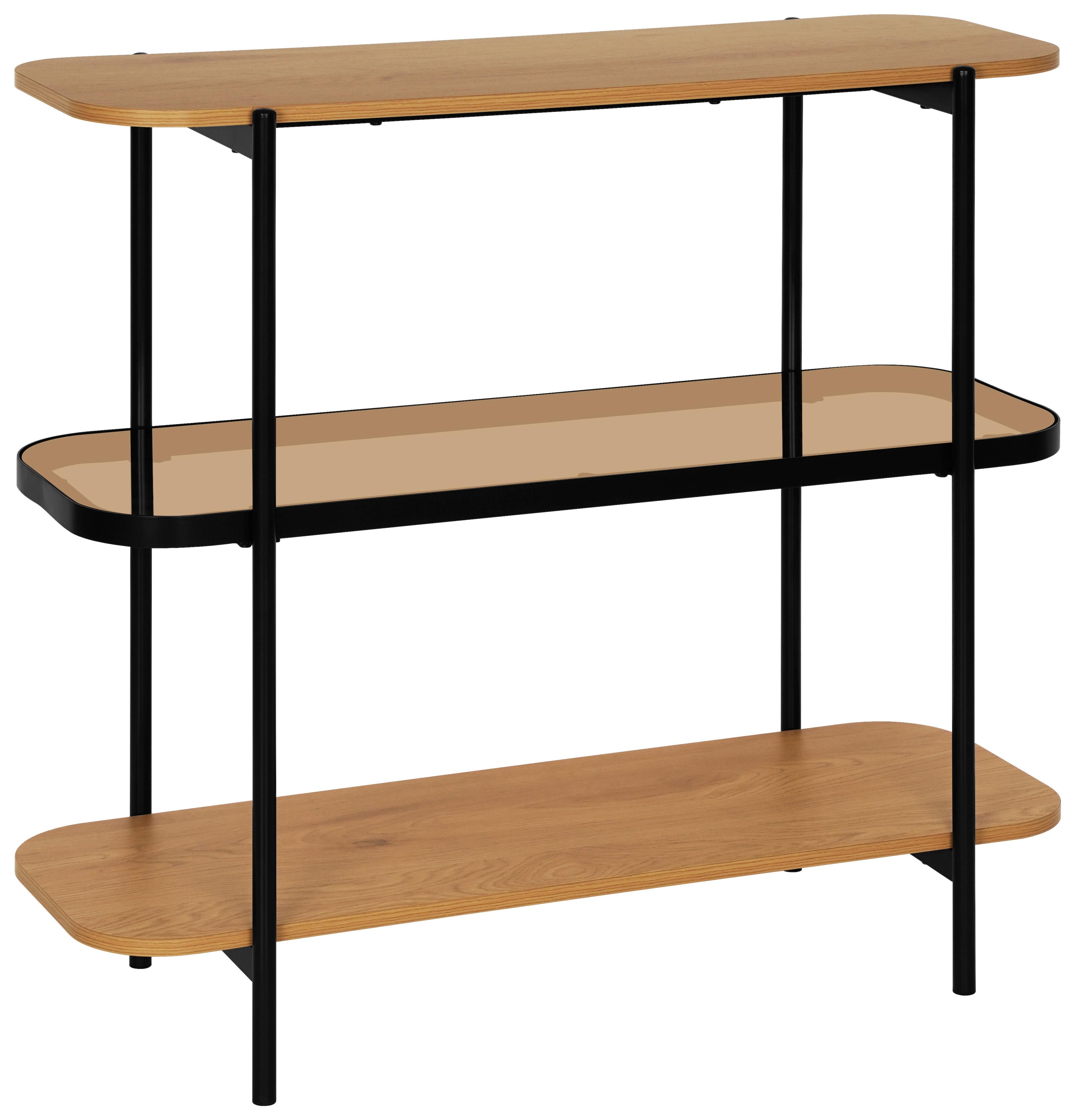 Etajeră LINEA - culoare natur/negru, Modern, sticlă/metal (90/84,5/34cm) - Modern Living
