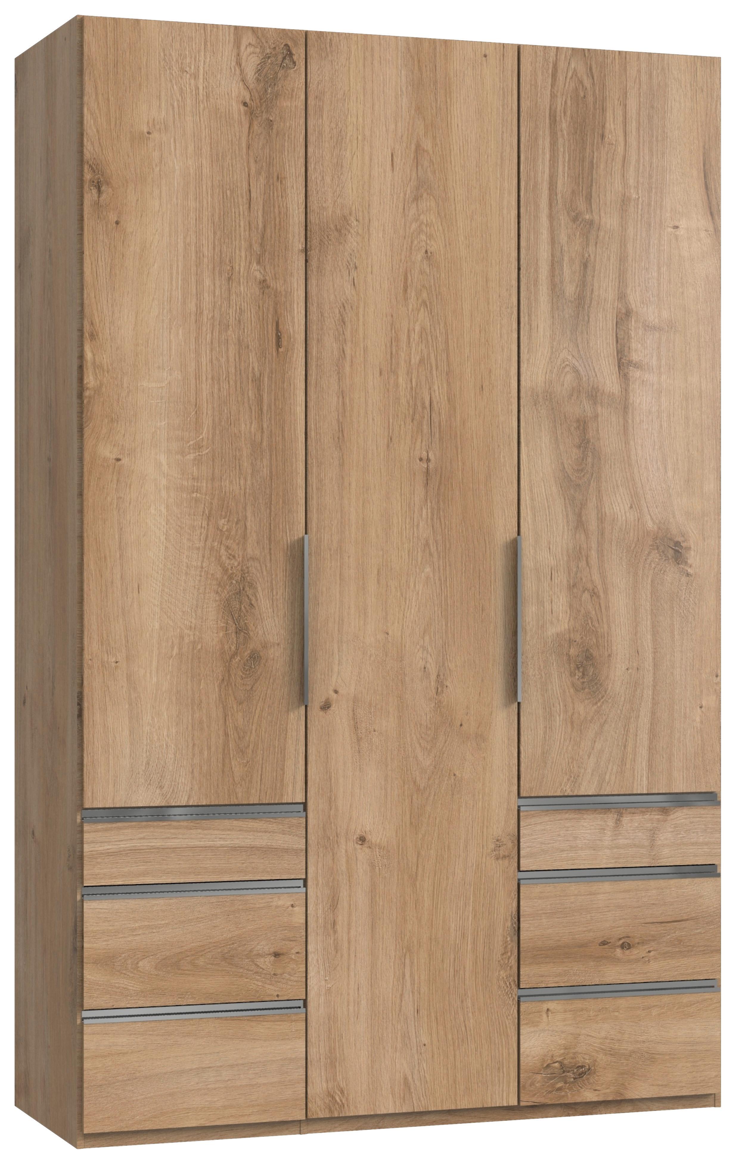 Drehtürenschrank mit Laden, B: 150 cm, Eiche Dekor - Chromfarben/Eichefarben, MODERN, Holzwerkstoff (150/236/58cm) - MID.YOU