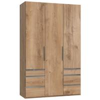 Drehtürenschrank mit Laden, B: 150 cm, Eiche Dekor - Chromfarben/Eichefarben, MODERN, Holzwerkstoff (150/236/58cm) - MID.YOU