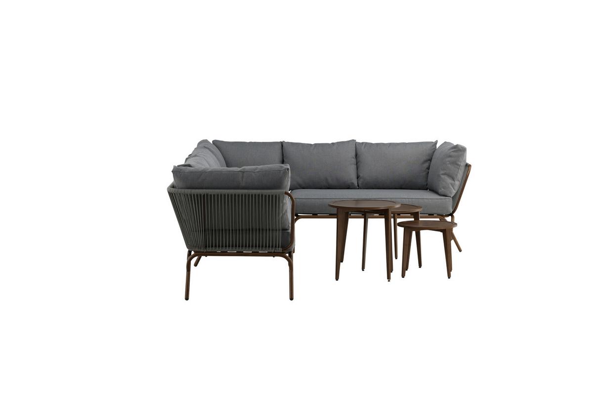 Dining-Loungeset Roxo ca. 283x221 cm Grau - Braun/Grau, KONVENTIONELL, Textil/Metall - Gardenson
