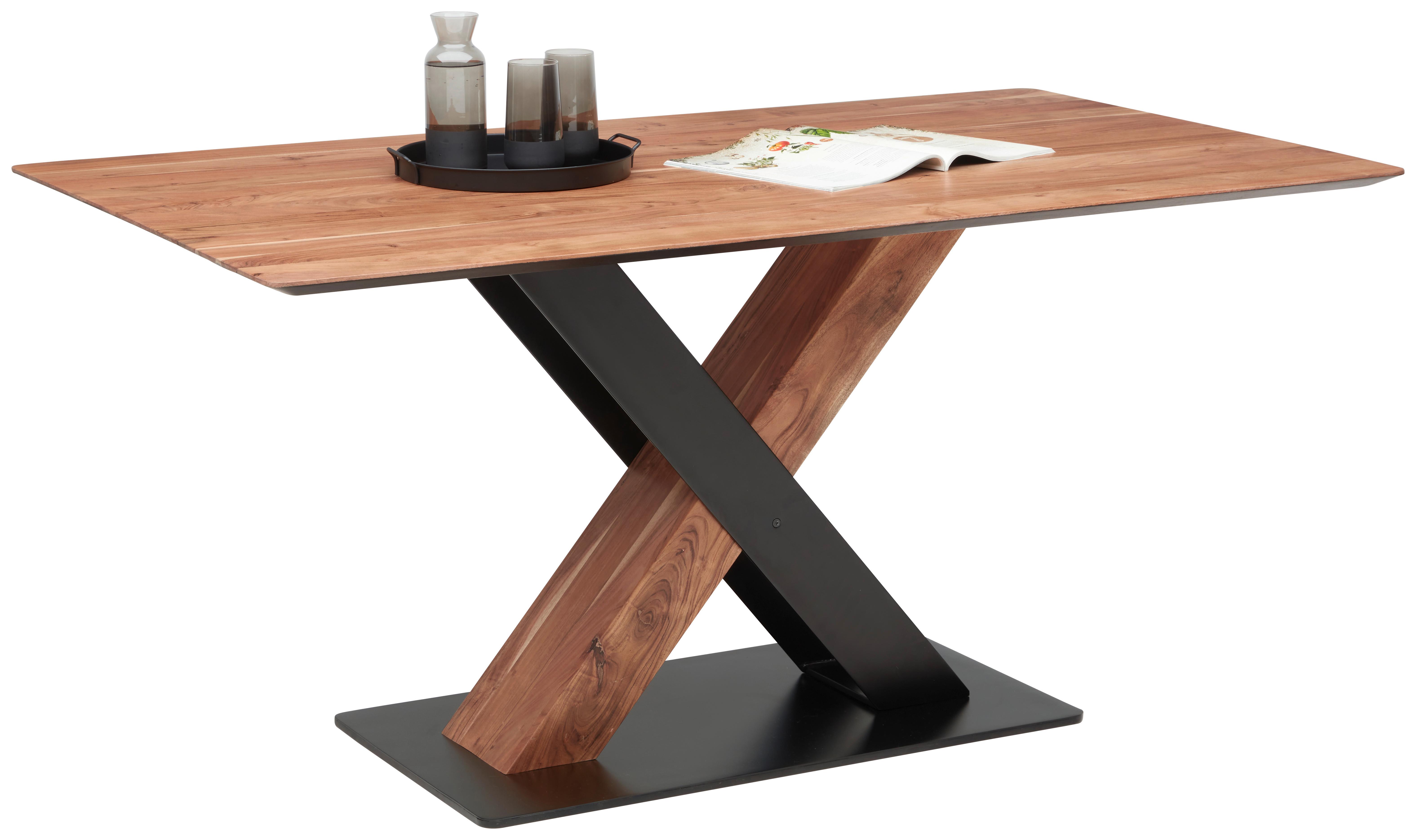 Esstisch Blade in Schwarz/Akaziefarben - Schwarz/Akaziefarben, Modern, Holz/Metall (160/90/76cm) - Zandiara