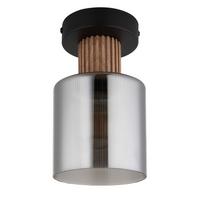 DECKENLEUCHTE 15768D - Dunkelbraun/Schwarz, Natur, Glas/Holz (12/21cm) - Globo