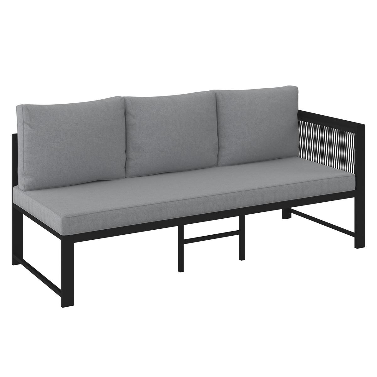 Dining-Loungeset Pergolina Grau Metall/Outdoorstoff - Dunkelgrau/Hellgrau, MODERN, Kunststoff/Textil (194/245cm) - Bessagi Garden