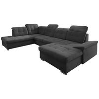 Wohnlandschaft Zira Schwarz Nylon/Mikrofaser - Chromfarben/Schwarz, Design, Kunststoff/Textil (212/330/169cm) - Livetastic