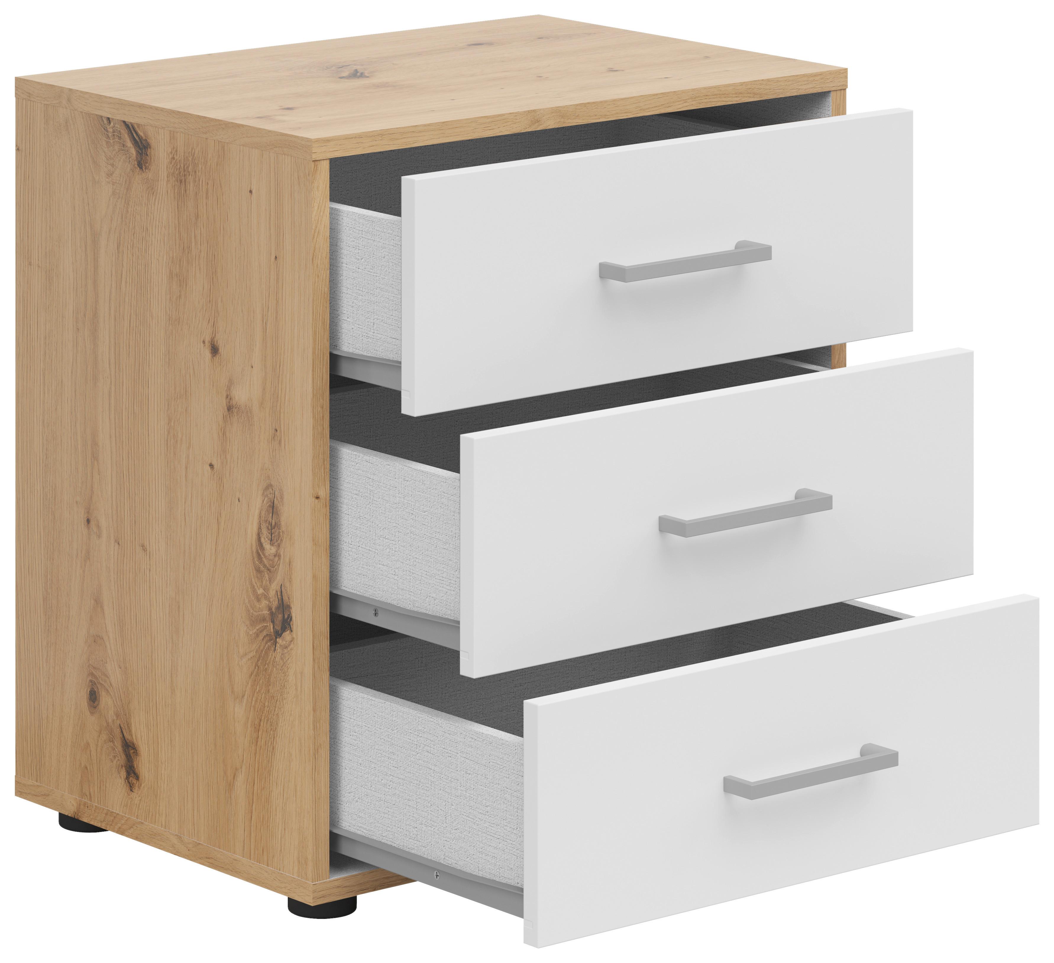 NOPTIERA SMART 3 - alb/stejar Artisan, Basics, material pe bază de lemn (50/54/35cm) - Modern Living