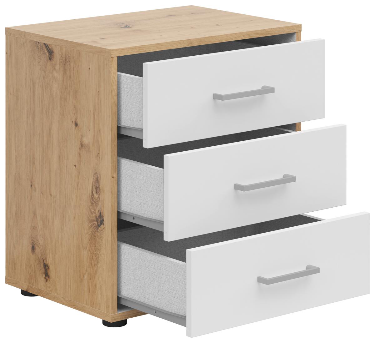 NOPTIERA SMART 3 - alb/stejar Artisan, Basics, material pe bază de lemn (50/54/35cm) - Modern Living