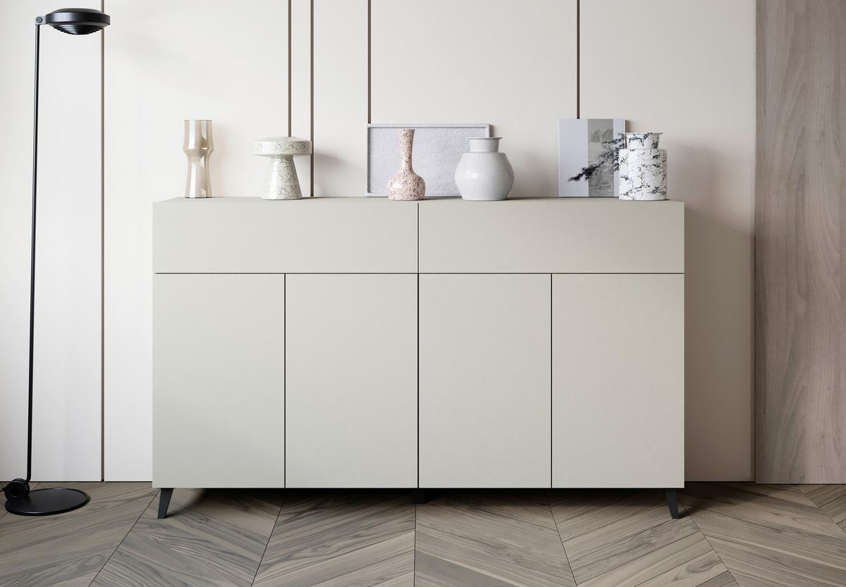 Sideboard Phuket Kaschmir Beige - Kaschmir/Schwarz, Design, Holzwerkstoff/Kunststoff (160/95,4/39cm) - P & B