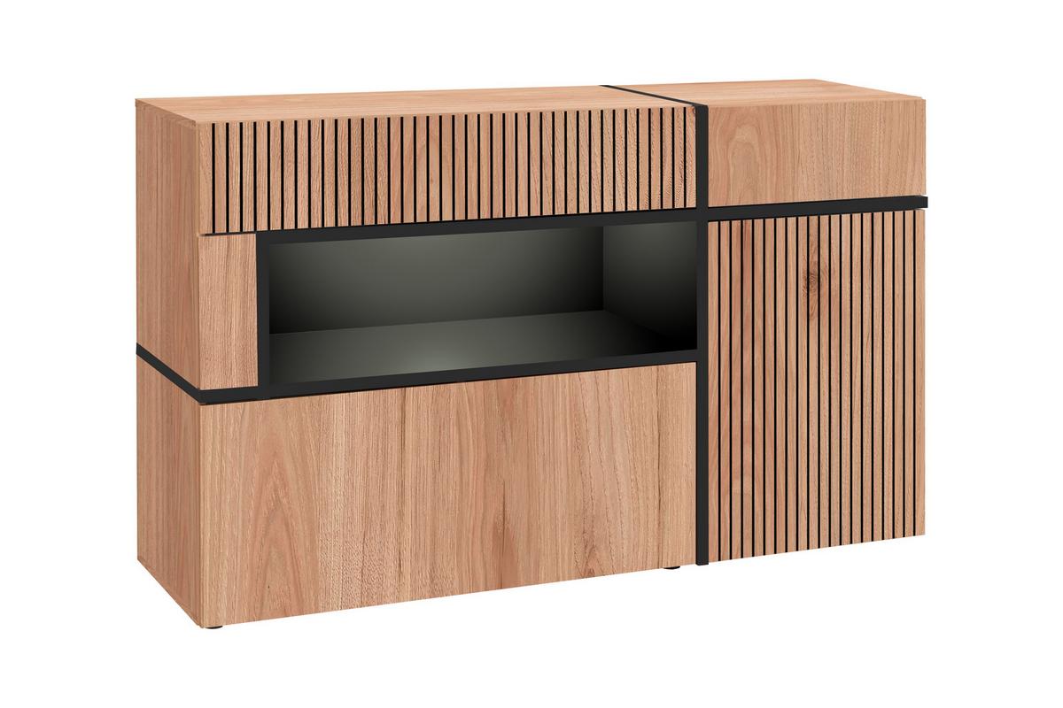 Sideboard Cross Schwarz/Hickory - Schwarz/Hickory, MODERN, Holzwerkstoff/Kunststoff (150/90/45cm) - Premium Living