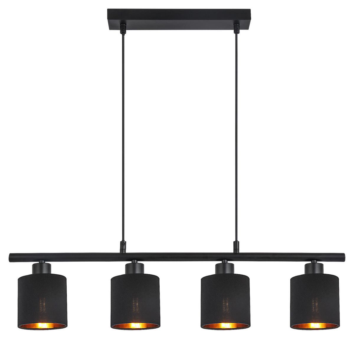 Hängeleuchte Goldi max. 15 Watt - Goldfarben/Schwarz, Modern, Textil/Metall (70/10/120cm) - Mömax
