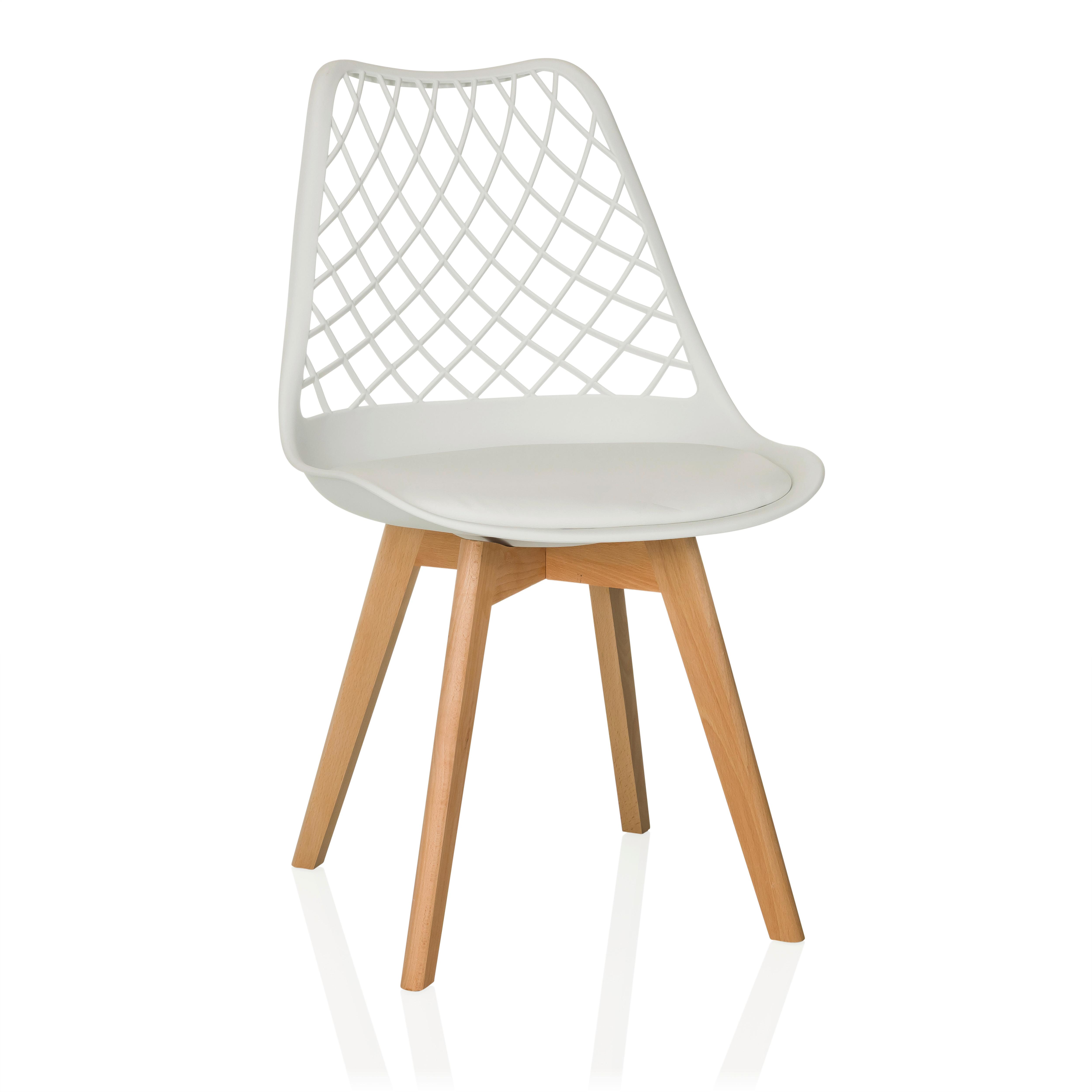 Konferenčni Stol Scandi Hol, Bela - bela/barve bukve, Moderno, umetna masa/les (49/81/53cm) - MID.YOU