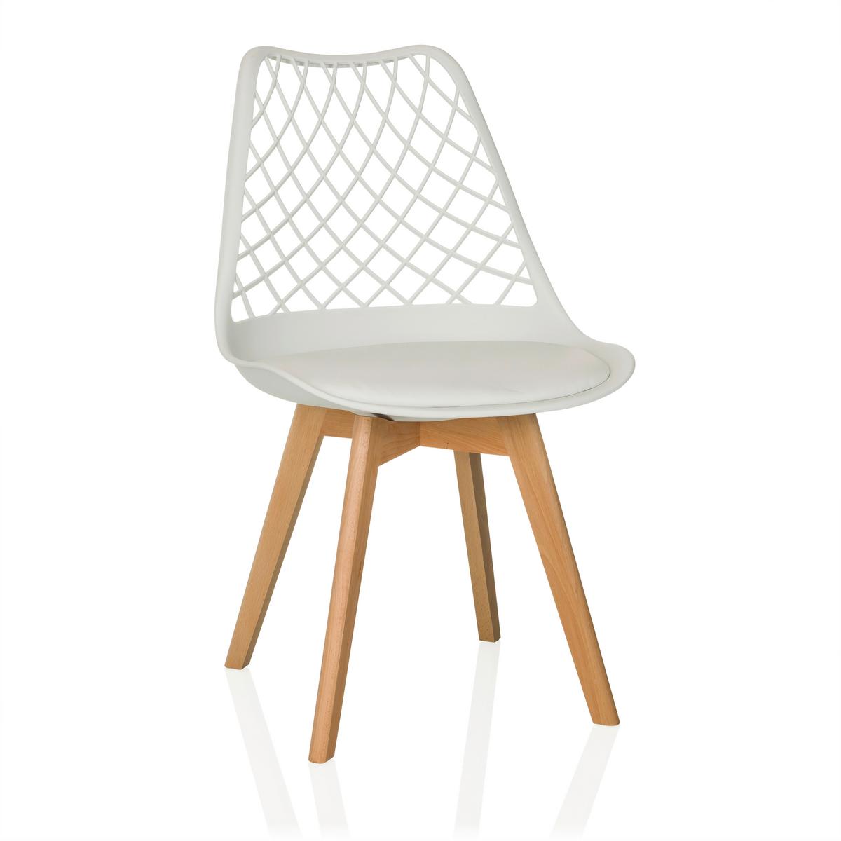 Konferenčni Stol Scandi Hol, Bela - bela/barve bukve, Moderno, umetna masa/les (49/81/53cm) - MID.YOU