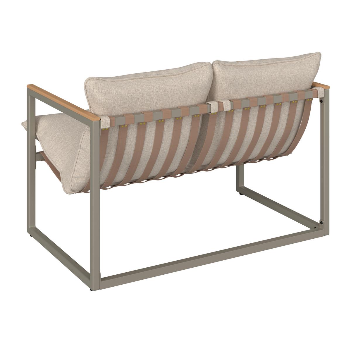 Loungegarnitur Lara Creme Metall/Outdoorstoff +Abdeckung - Creme/Grau, MODERN, Glas/Kunststoff (114cm) - Bessagi Garden