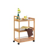 Servierwagen in Natur mit 3 Ablagefächern - Naturfarben, Holz/Metall (55/80/32cm) - Mömax modern living