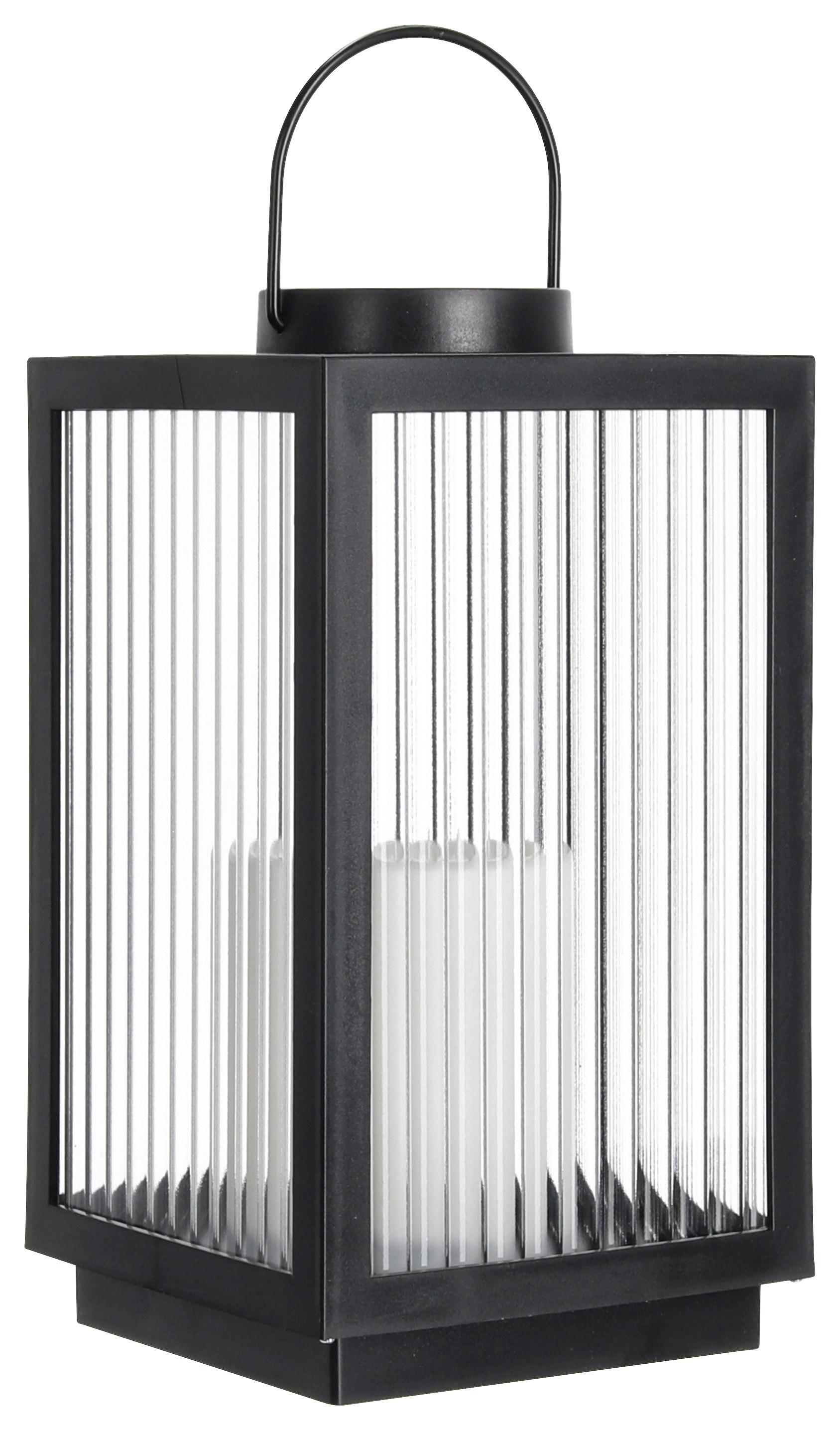Laterne Milano Schwarz - Schwarz, Basics, Glas/Kunststoff (16/29/16cm)