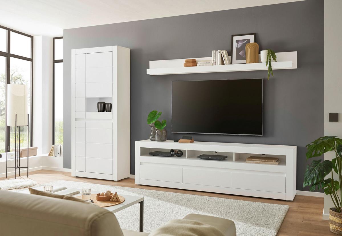 WOHNWAND CHESTER - Eichefarben/Silberfarben, Design, Glas/Holzwerkstoff (312/198/42cm) - MID.YOU