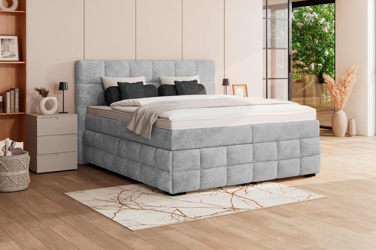 PAT BOX VEGA - gri deschis/verde, Trend, lemn/textil (160/200cm) - Modern Living