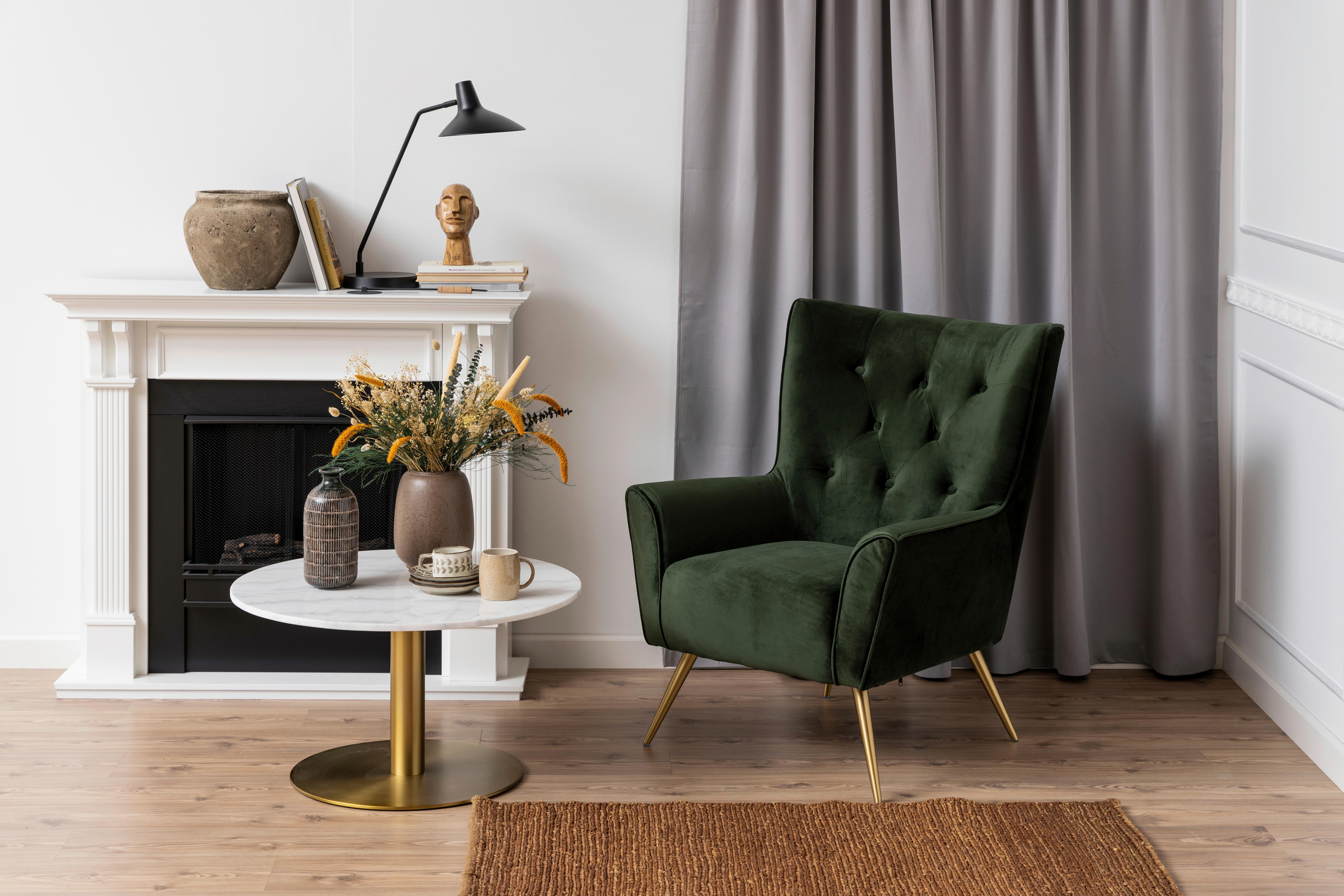 Dohányzóasztal Corby - juharszínű/sárgaréz, kő/fém (80/45cm)