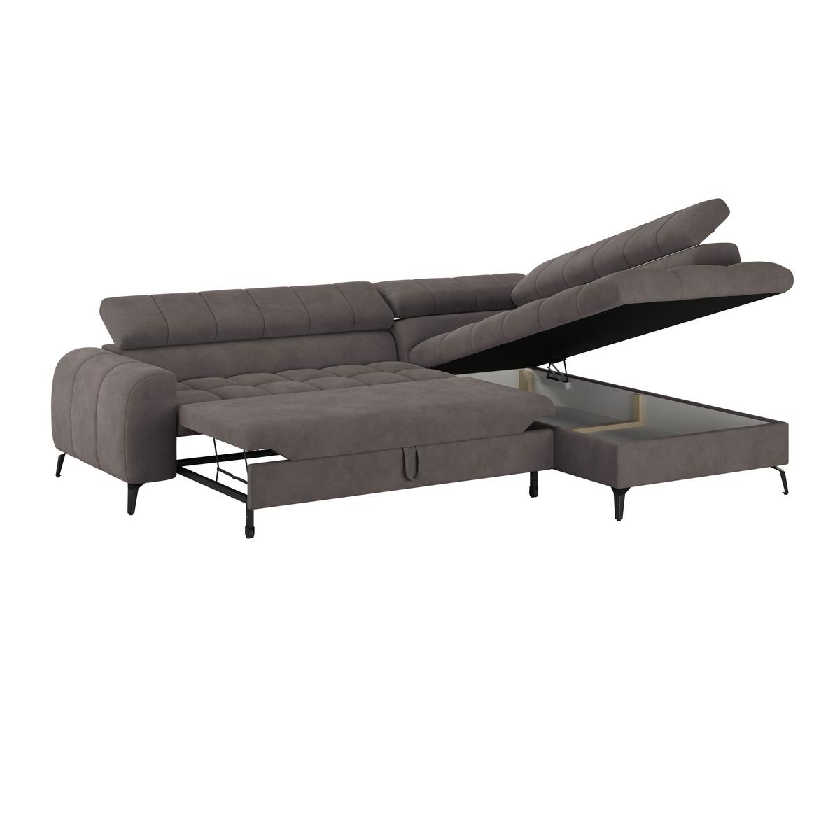 Kutna Garnitura Volf - boje grafita/tamno siva, Trend, tekstil/metal (261/203cm)