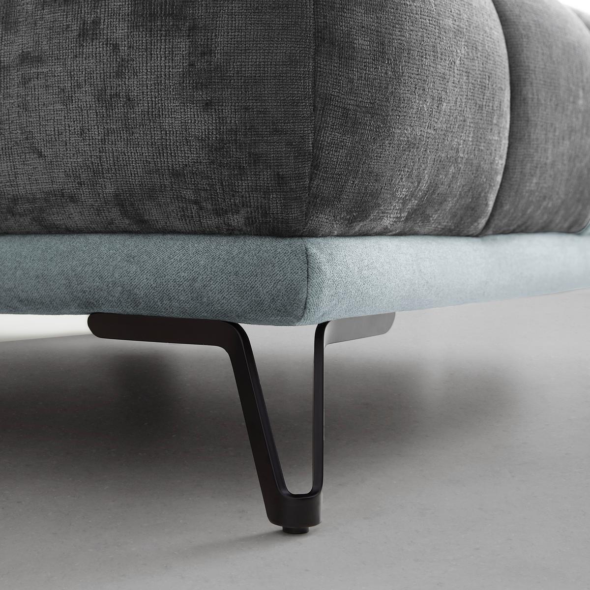 Ecksofa Morgan Silberfarben - Silberfarben/Schwarz, MODERN, Textil/Metall (262/67-87/184cm) - Mömax
