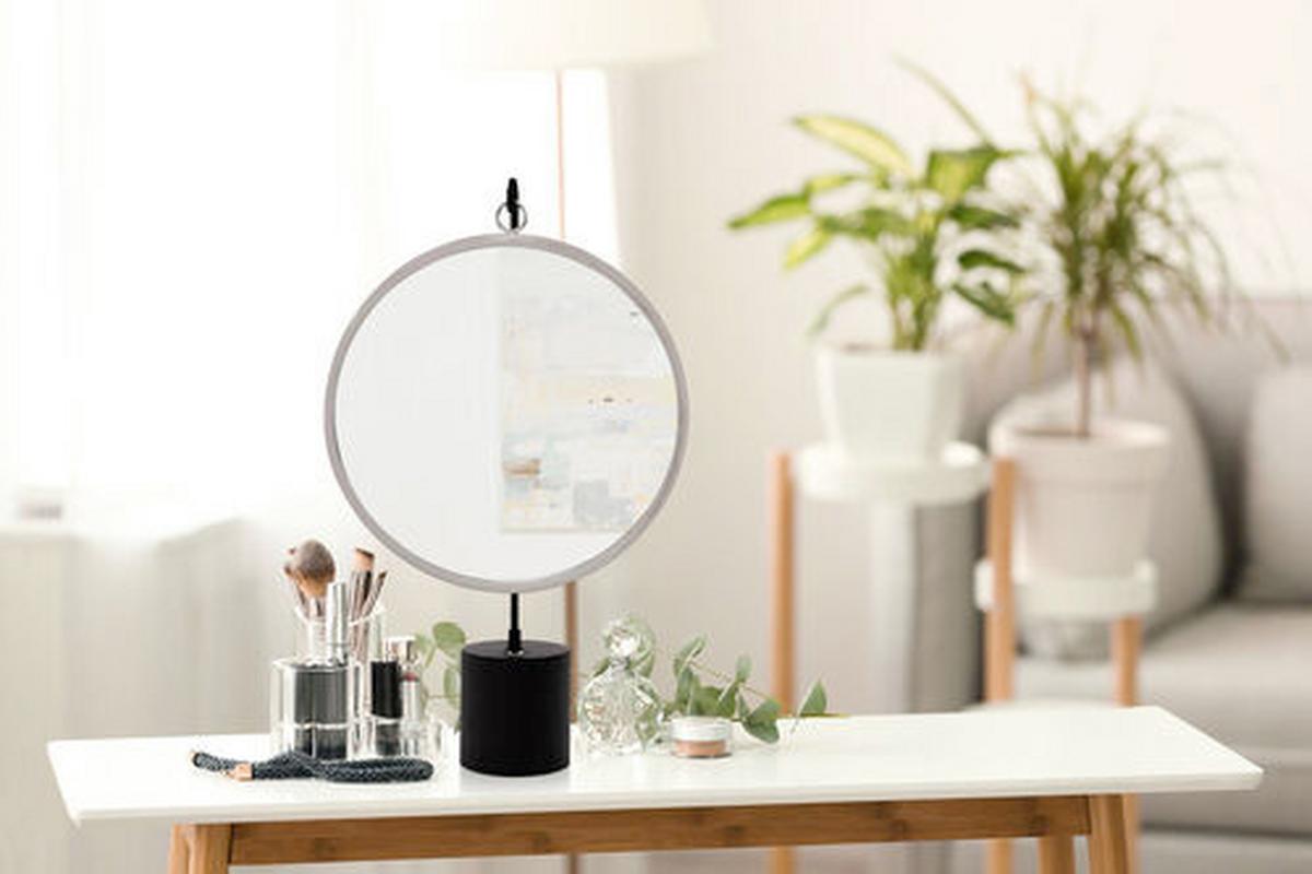 SCHMINKSPIEGEL EVFKD-BLK-SIV - Silberfarben/Schwarz, Lifestyle, Glas/Metall (41/75/14cm) - Kayoom