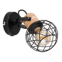 Strahler Lacky Braun/Schwarz max. 60 Watt - Schwarz/Braun, LIFESTYLE, Holz/Metall (12/20/17,5cm) - Globo