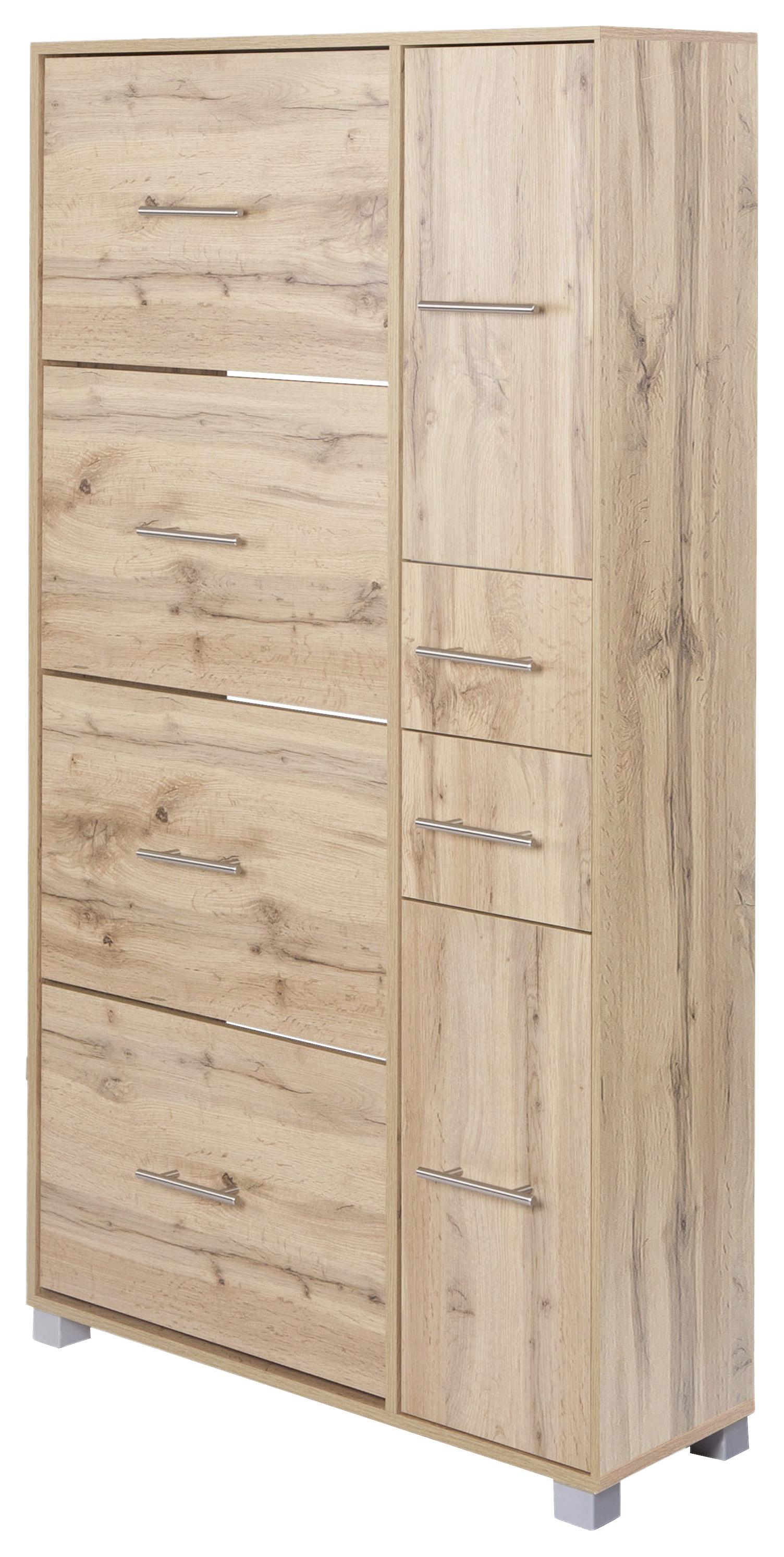Schuhschrank "Pisa" , braun - Silberfarben/Braun, Basics, Holzwerkstoff/Kunststoff (88,4/163,7/30cm) - MID.YOU