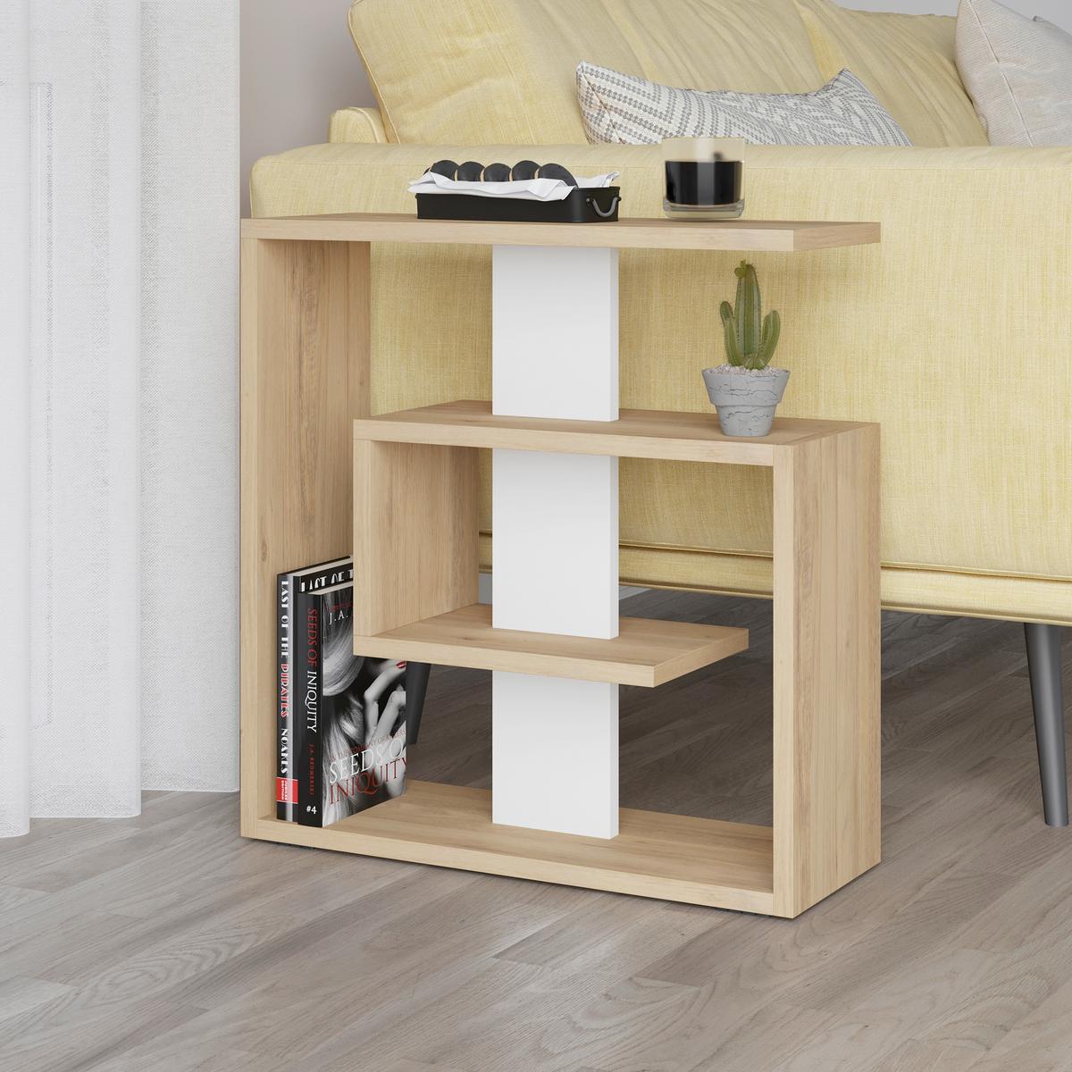 Beistelltisch Saly ca. 55x20x57 cm Eiche/Weiß - Eichefarben/Weiß, Design, Holzwerkstoff (55/20/57cm) - Livetastic