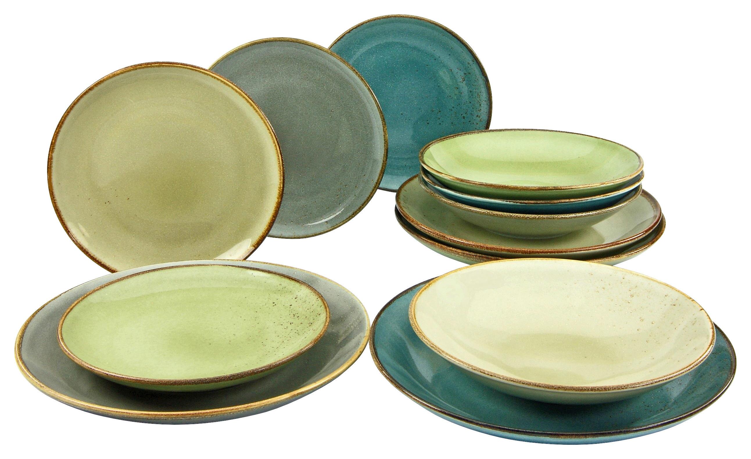 Kombiservice 20963, 12-teilig - Multicolor/Grün, Basics, Keramik - Creatable